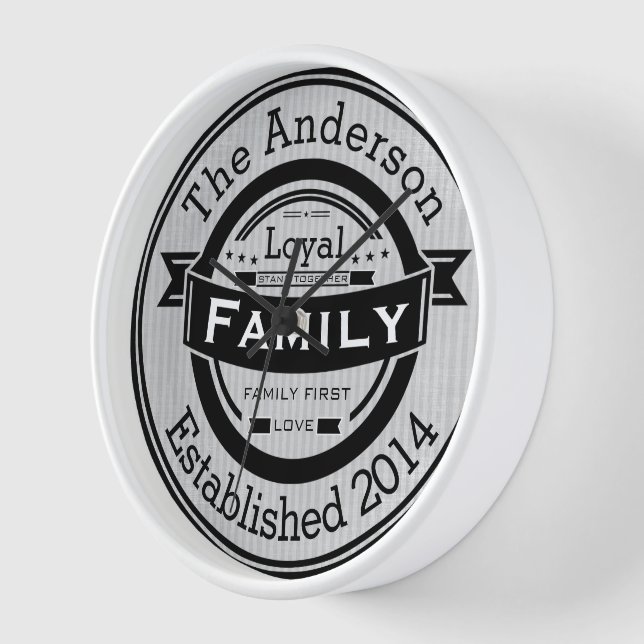 Retro-Logo-Stil für personalisierte Familienname Wanduhr (Winkel)