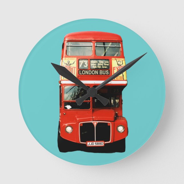 Retro London Bus Clock Runde Wanduhr (Vorderseite)