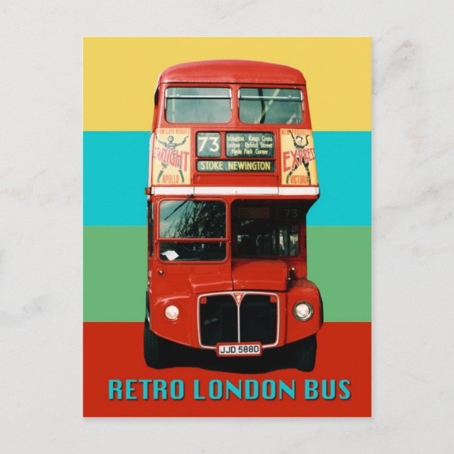 Retro London Bus Postkarte (Vorderseite)