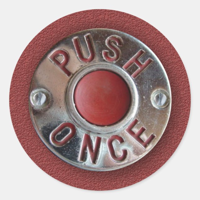 Retro London Bus "Push Once" Stopp Request Runder Aufkleber (Vorderseite)