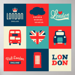 Retro London-Collagen-Plakat Poster