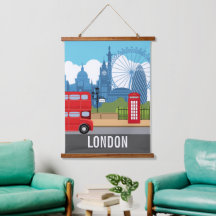 Retro-London-Reiseposter – Ikonische Wahrzeichen