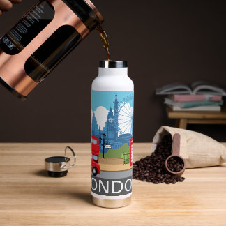 Retro London skyline Landmarks Trinkflasche