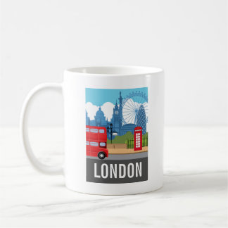 Retro London Tee Klassische Sehenswürdigkeiten Kaffeetasse