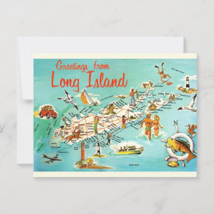 Retro Long Island Map Postkarte