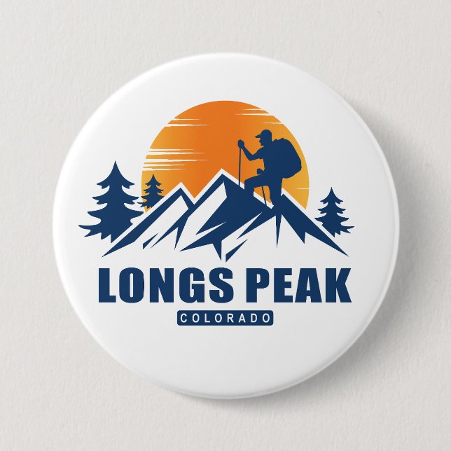 Retro Longs Peak Wandern T - Shirt Button (Vorderseite)