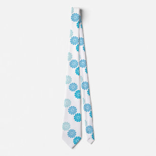 Retro-Look 1970er Jahre Blaues Blumenmuster Krawatte