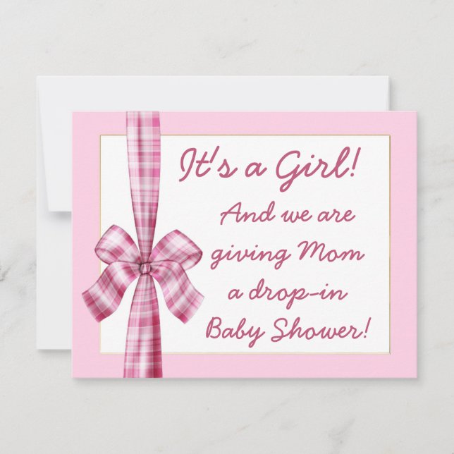 Retro-Look Baby Dusche Einladung für ein Mädchen (Vorderseite)