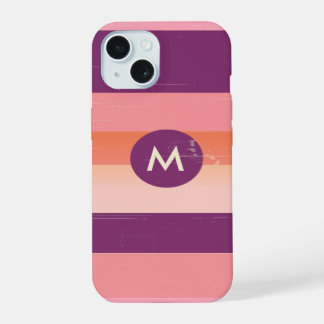 Retro Look Monogramm Bonbonstreifen iPhone 15 Hülle