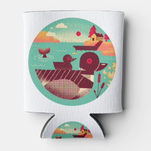 Retro Loon Bird der 50er Jahre auf einem See Dosenkühler