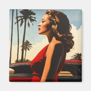 Retro Los Angeles Beauty Magnet