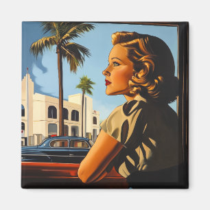 Retro Los Angeles Beauty Magnet