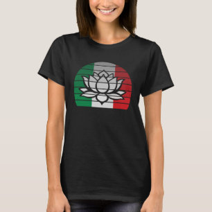 Retro Lotus Blume Buddhistischer Italienischer Fla T-Shirt
