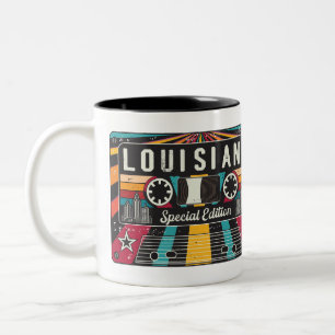 Retro Louisiana Staat. Zweifarbige Tasse