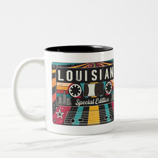 Retro Louisiana Staat. Zweifarbige Tasse (Links)
