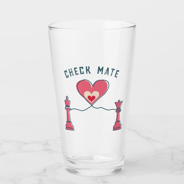 Retro Love Fun Valentine Geschenke Checkmate Schac Glas (Vorderseite)