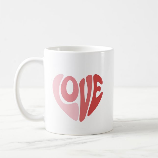 Retro Love Heart Valentine Typography Kaffeetasse (Links)