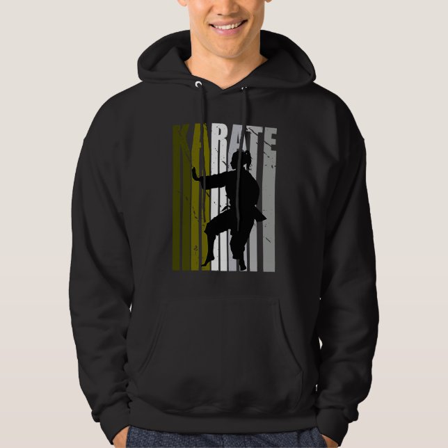 Retro Love Karate Sparring Birthday Olive Green Co Hoodie (Vorderseite)