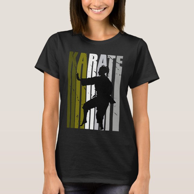Retro Love Karate Sparring Birthday Olive Green Co T-Shirt (Vorderseite)