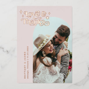 Retro Love & Merci Stars Foil Invitation
