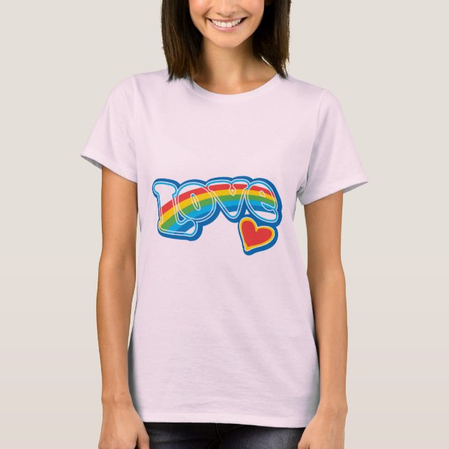 Retro Love Rainbow Women's Basic T-Shirt (Devant)