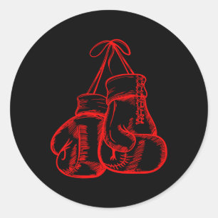 Retro Love Red Boxing Gloves Ohrs Boxer Gift Runder Aufkleber