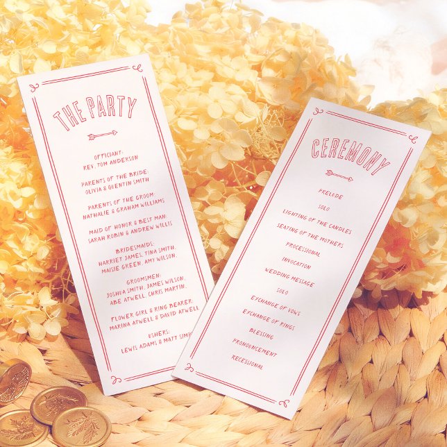 Retro Love Struck Hand Drawn Cupid Modern Wedding Programm (Von Creator hochgeladen)