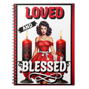 Retro Love und gesegnet Pinup Notizblock