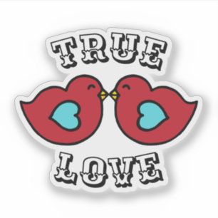 Retro Lovebirds Sticker