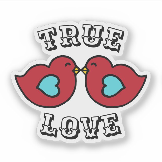 Retro Lovebirds Sticker (Vorderseite)