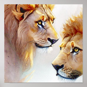 Retro-Löwen-Drucke - Klassische Wildlife-Wandkunst Poster