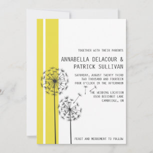 Retro-Löwenzahn Gelb Minimalistische Hochzeit Einladung