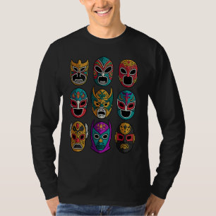 Retro-Luchador-Masken Freistil-Ringen Kampf T-Shirt