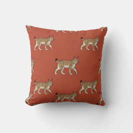 Retro-Luchs-Druck-Kissenbezug Terrakotta-Rot Zuhau Kissen
