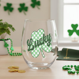 Retro Lucky St Patrick's Day Kleeblatt Weinglas Ohne Stiel