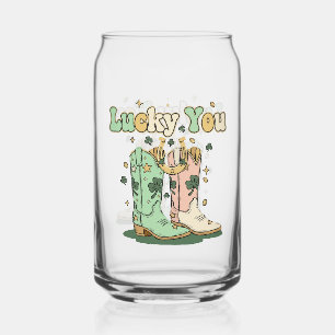 Retro Lucky You Cowboy-Stiefel St. Patrick’s Day Dosenglas