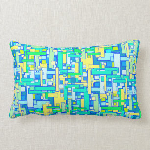 Rétro Lumbar bleu de coussin de carré de jaune