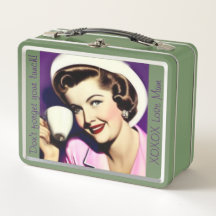 Retro-Lunchbox mit stilisierten Frauen aus den 50e