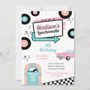 Retro-Luncheonette-Gaststätten-Party-Einladung Einladung