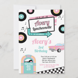 Retro-Luncheonette-Gaststätten-Party-Einladung Einladung
