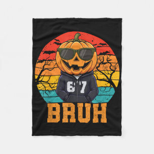 Retro Lustig 67 Halloween Meme Bruh Cooler Kürbis Fleecedecke