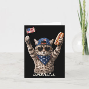 Retro Lustig Amerika Katze Hot Dog Liebhaber Patri Karte