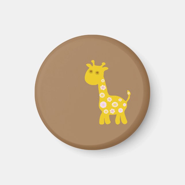 Retro lustige Giraffe pastellfarbener Blume Magnet (Vorne)
