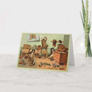 Retro lustige Schulzeit anthropomorphe Katzen Dankeskarte
