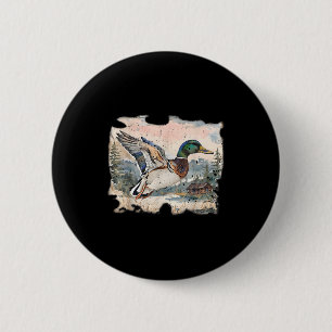 Retro lustige Stockente Wasservögel Jagd Cozy Se Button