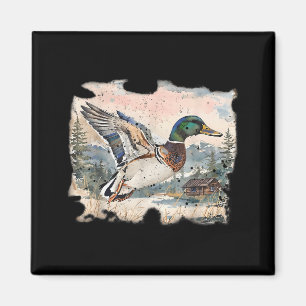 Retro lustige Stockente Wasservögel Jagd Cozy Se Magnet