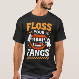 Retro lustige Zähne Floss deine Fangzähne Zahnarzt T-Shirt