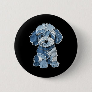 Retro lustiger Denim-Patch Tier Hund Druck Button