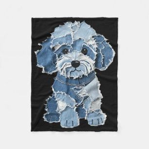Retro lustiger Denim-Patch Tier Hund Druck Fleecedecke