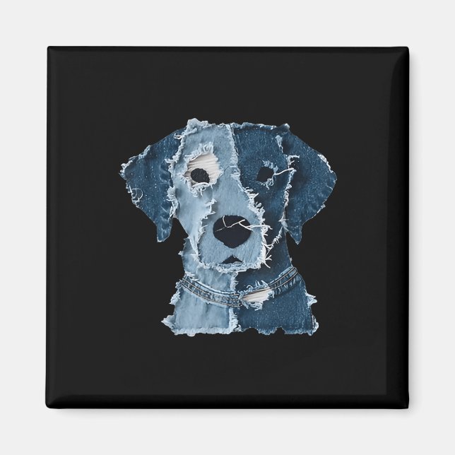 Retro lustiger Denim-Patch Tier Hund  Magnet (Vorne)